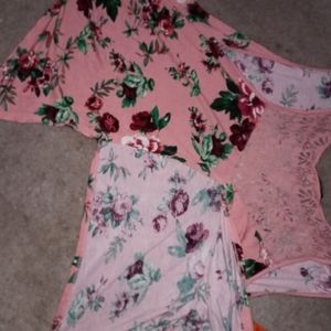 Pink floral blouse with cutout back